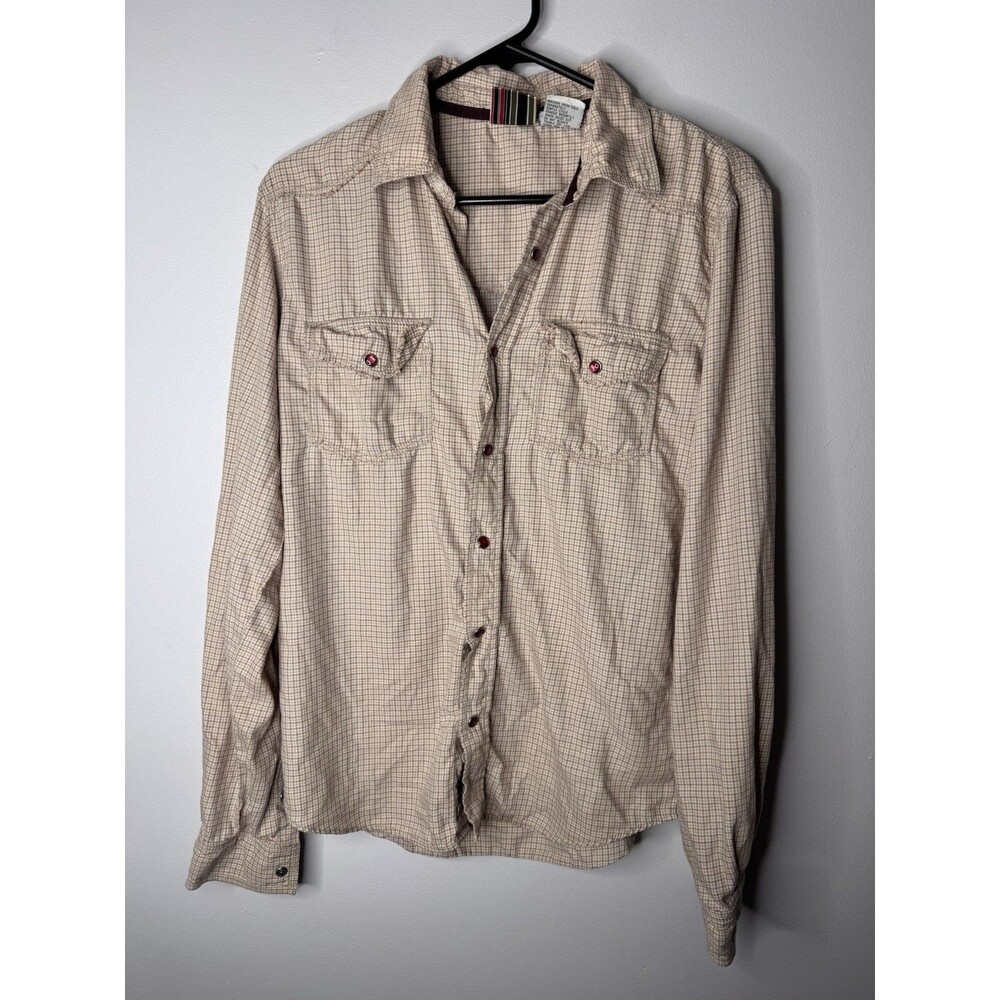Triple Five Soul Mens Small Pearl Snap Western Shirt Red and White